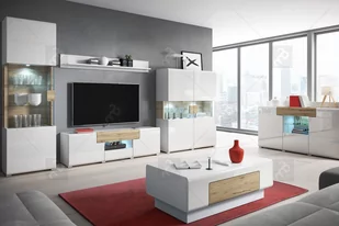 Szafka RTV dwudrzwiowa z trzema szufladami i wnęką Toledo 40 - biały połysk / san remo - Szafki RTV Szafka RTV dwudrzwiowa z trzema szufladami i wnęką Toledo 40 - biały połysk / san remo - Szafki RTV - miniaturka - grafika 2