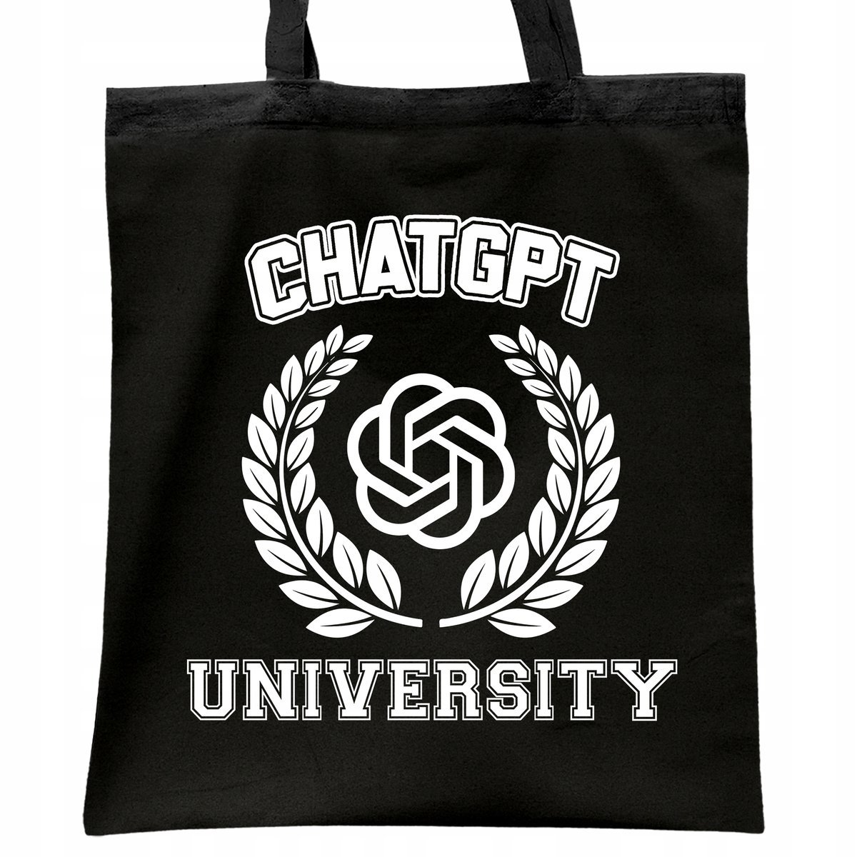 Torba bawełniana czarna na zakupy ChatGPT University Zabawny Gadżet
