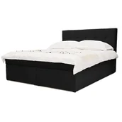 Łóżka - Łóżko kontynentalne z pojemnikiem CORA | 160x200 | Czarny | Topper - miniaturka - grafika 1