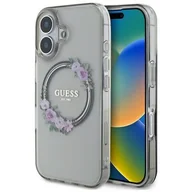 Etui i futerały do telefonów - Guess IML Flowers Wreath do iPhone 16 czarny - miniaturka - grafika 1