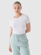 Koszulki i topy damskie - T-shirt slim z nadrukiem damski 4F 4FWMM00TTSHF1846-10S Biały - miniaturka - grafika 1