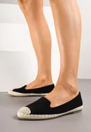 Espadryle damskie - Czarne Espadryle Ozdobione Plecionką Tiaziane - miniaturka - grafika 1