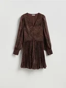 Sukienki - Reserved - Wzorzysta sukienka mini - ciemnobrązowy - miniaturka - grafika 1