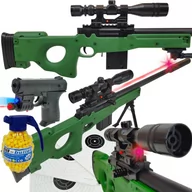 Zabawki militarne - Karabin Snajperka Na Kulki SWISS ARMS L96 w Kamuflażu z Laserem+ Pistolet z Laserem + Granat - miniaturka - grafika 1