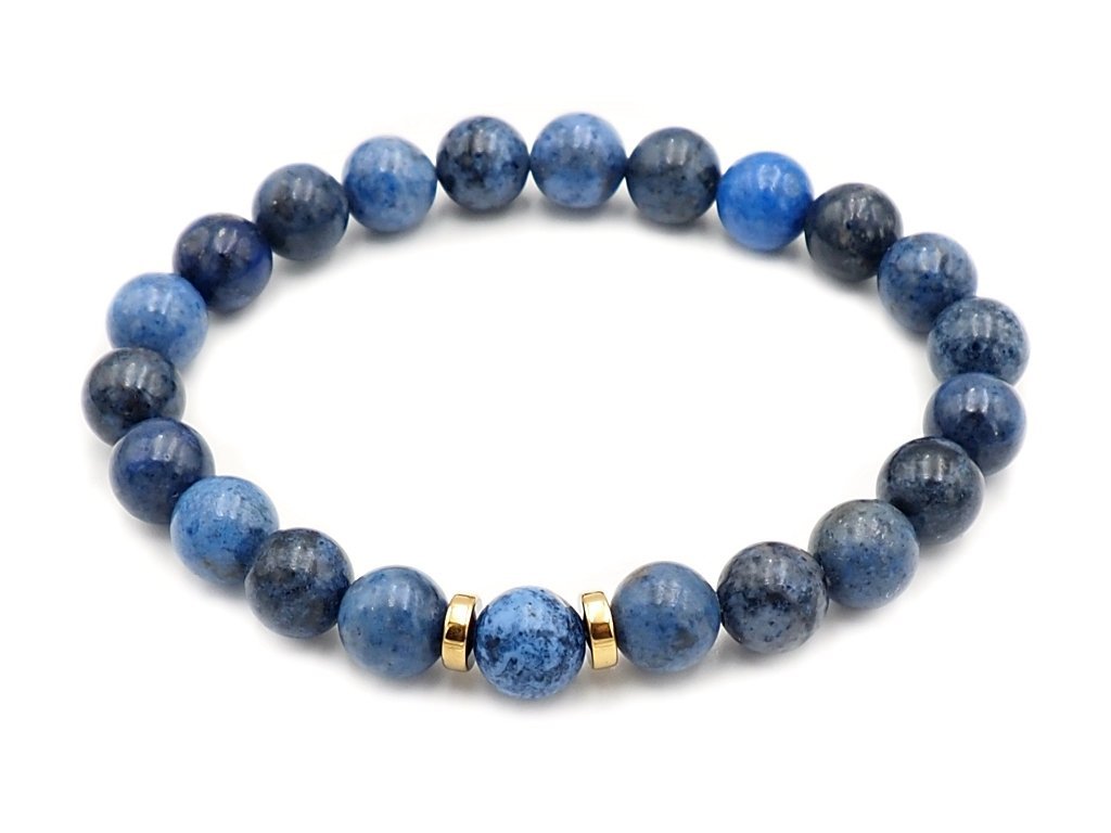 Bransoletka na gumce kamienie koraliki dumortieryt basic