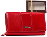 Portfele - Skórzany portfel damski na karty Peterson, czerwony - miniaturka - grafika 1