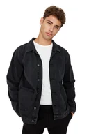 Kurtki męskie - TRENDYOL MAN CZARNA JEANSOWA KURTKA MĘSKA Z KIESZENIAMI DO BIODER XL 5DA - miniaturka - grafika 1