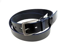 Paski - Pasek Skórzany COMPLEX (PL) Skóra Licowa Gładki 35 mm Czarny Z Niebieską Lamówką - miniaturka - grafika 1