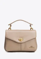 Torebki damskie - Damska listonoszka trójkomorowa ze skóry naturalnej beżowa - miniaturka - grafika 1