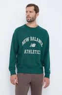 Bluzy męskie - New Balance bluza bawełniana męska kolor zielony z aplikacją - miniaturka - grafika 1