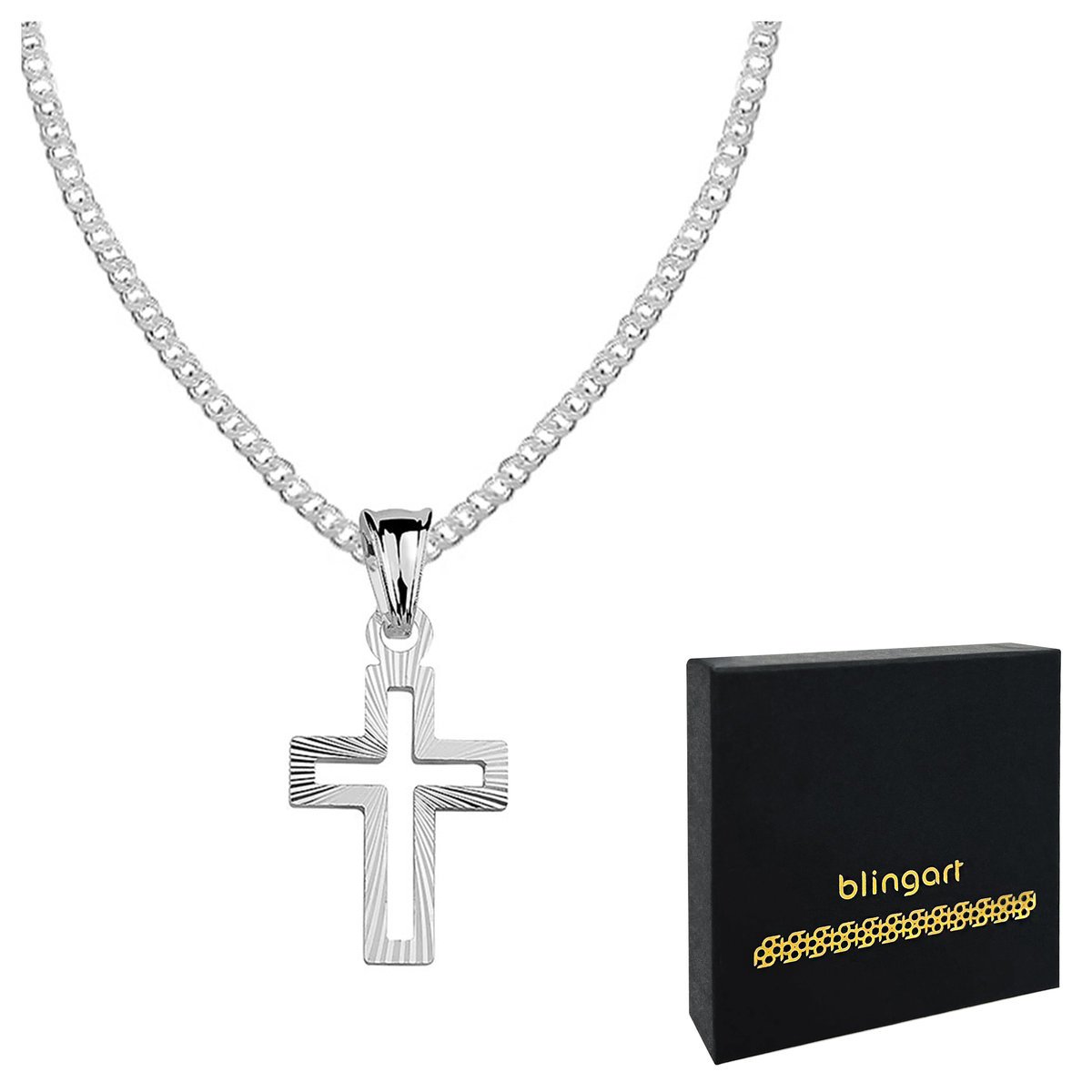 Srebrny komplet z KRZYŻYKIEM frezowany PANCERKA 92