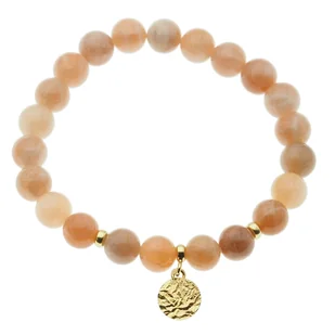 Skorulski Jewellery, Bransoletka 18,5 cm, Kamień Słoneczny kulki 8mm i srebro złocone - Bransoletki - miniaturka - grafika 1