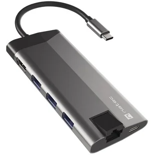Adapter HUB 8w1 Natec Fowler Plus 3xUSB 3.0, USB-C, HDMI 4K, RJ45, SD, micro SD (NMP-1690) -  Raty - Huby USB - miniaturka - grafika 1