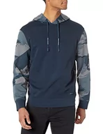 Bluzy męskie - Armani Exchange Męska bluza z kapturem z nadrukiem Back Camouflage, z przodu, logo On Drawnstrings z kapturem, granatowy blezer, XS - miniaturka - grafika 1