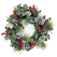 Ozdoby bożonarodzeniowe - Wieniec świąteczny Berry i Pinecone, czerwony, 50 x 13 cm - miniaturka - grafika 1