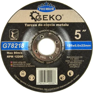Geko Tarcza do szlifowania metalu PREMIUM 125x6 Inox 5/25/100 - Tarcze do pił - miniaturka - grafika 1