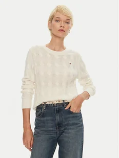Tommy Hilfiger Sweter WW0WW43586 Écru Regular Fit - Swetry damskie - miniaturka - grafika 1