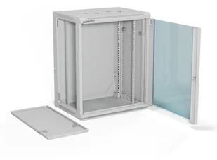 Szafa wisząca 19" 15U 600x450, drzwi szklane jednoskrzydłowe, tył osłona pełna demontowalna, osłony boczne pełne demontowalne zamykane na klucz, 4 belki, kolor szary, ALANTEC - Szafy rack - miniaturka - grafika 1