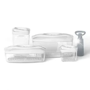 4 pojemniki hermetyczne na jedzenie białe pompka - Pojemniki kuchenne - miniaturka - grafika 1