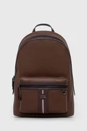 Plecaki - Tommy Hilfiger plecak skórzany męski kolor brązowy duży gładki - miniaturka - grafika 1