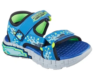 Skechers Niemowlęta chłopcy Mega-Splash 4K płaskie sandały, niebieskie/limonkowe, 26 EU, BLUE LIME, 26 EU - Buty dla chłopców - miniaturka - grafika 1
