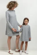 Komplety damskie - Komplet sukienek trapezowych dla mamy i córki, model 36, jasnoszary - miniaturka - grafika 1