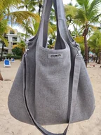 Torebki damskie - Duża torba worek boho szara XXL na ramię - miniaturka - grafika 1