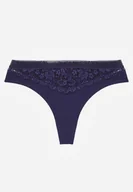 Majtki damskie - Granatowe Majtki Typu Stringi z Bawełną i Koronką Zeliche - miniaturka - grafika 1