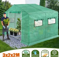 Szklarnie ogrodowe - Szklarnia LZQ Szklarnia foliowa z folią siatkową i oknem 3x2x2m 6m² Zimoodporna szklarnia do pomidorów Szklarnie Uprawa roślin - miniaturka - grafika 1
