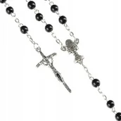 Różańce - Różaniec do Pierwszej Komunii perełka czarny biały - miniaturka - grafika 1