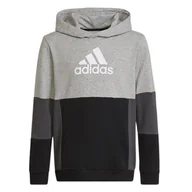 Bluzy dla dziewczynek - Bluza adidas Colourblock Hoodie HN8563 - czarno-szara - miniaturka - grafika 1