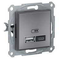 Gniazdka elektryczne - Gniazdo ładowania USB Schneider Asfora EPH2700362 podtynkowe A+C 2,4A bez ramki stalowe - miniaturka - grafika 1