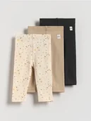 Komplety dla niemowląt - Reserved - Bawełniane legginsy z naszywką - złamana biel - miniaturka - grafika 1