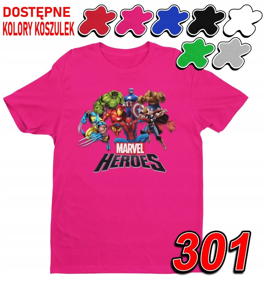 Dziecięca Koszulka Z Nadrukiem Avengers Postacie Marvel -M 134-140