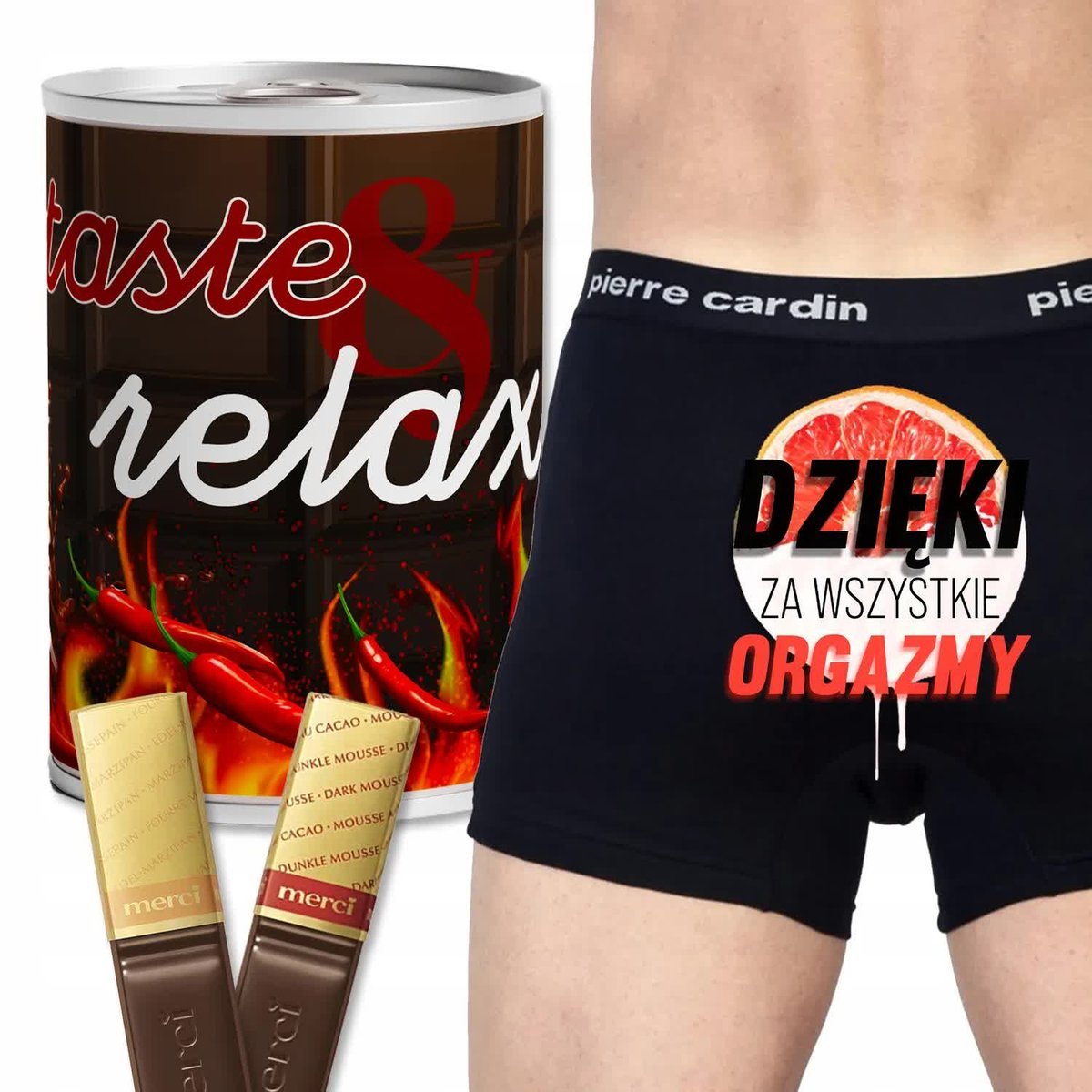 BOKSERKI MĘSKIE CZARNE XL PUSZKA - PREZENT NA WALENTYNKI DZIĘKI ZA ORGAZMY