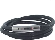 Naszyjniki męskie - Skórzany naszyjnik męski 4 mm czarny o długości 17-100 cm z zapięciem dźwigniowym srebrnym okrągłym, długość: 40 centymetrów - miniaturka - grafika 1