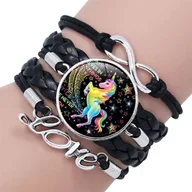 Biżuteria dla dzieci - BRANSOLETKA czarna Kucyk Jednorożec Unicorn - miniaturka - grafika 1