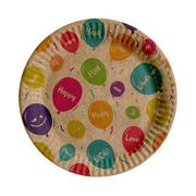 Dekoracje i nakrycia stołu na imprezę - Talerze papierowe - Kraft Balloons (12 szt.) certyfikowane FSC® - miniaturka - grafika 1
