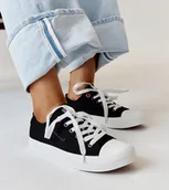 Trampki damskie - Czarne materiałowe damskie trampki CROSS JEANS-37 - miniaturka - grafika 1