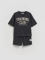 Spodnie i spodenki dla chłopców - Reserved - Bawełniany komplet - ciemnoszary - miniaturka - grafika 1