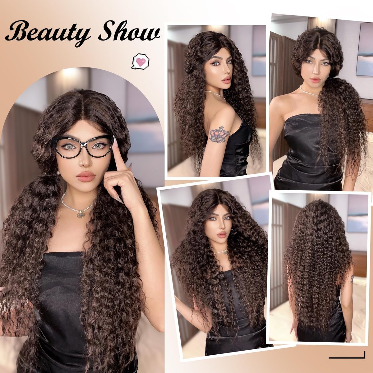 Joedir Peruki syntetyczne o głębokim kręconym splocie 66 cm