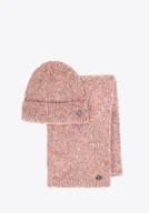 Czapki damskie - Komplet zimowy damski – czapka i szalik różowy - miniaturka - grafika 1