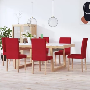 vidaXL Krzesła stołowe, 6 szt., winna czerwień, tapicerowane tkaniną - Krzesła - miniaturka - grafika 1