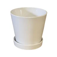 Donice - Doniczka Stożek z podstawką 10 cm ceramiczna biała - miniaturka - grafika 1