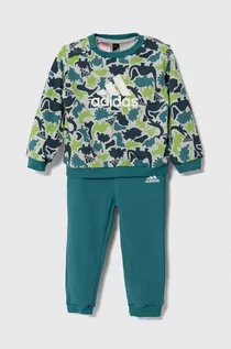 Dresy i komplety dla dziewczynek - adidas dres dziecięcy kolor zielony - grafika 1