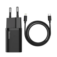 Kable USB - Baseus Super Si 1C szybka ładowarka USB Typ C 20W Power Delivery + kabel USB Typ C - Lightning 1m czarny (TZCCSUP-B01) - miniaturka - grafika 1