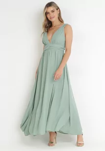 Miętowa Rozkloszowana Sukienka na Ramiączkach Seraphineme - Sukienki - miniaturka - grafika 1