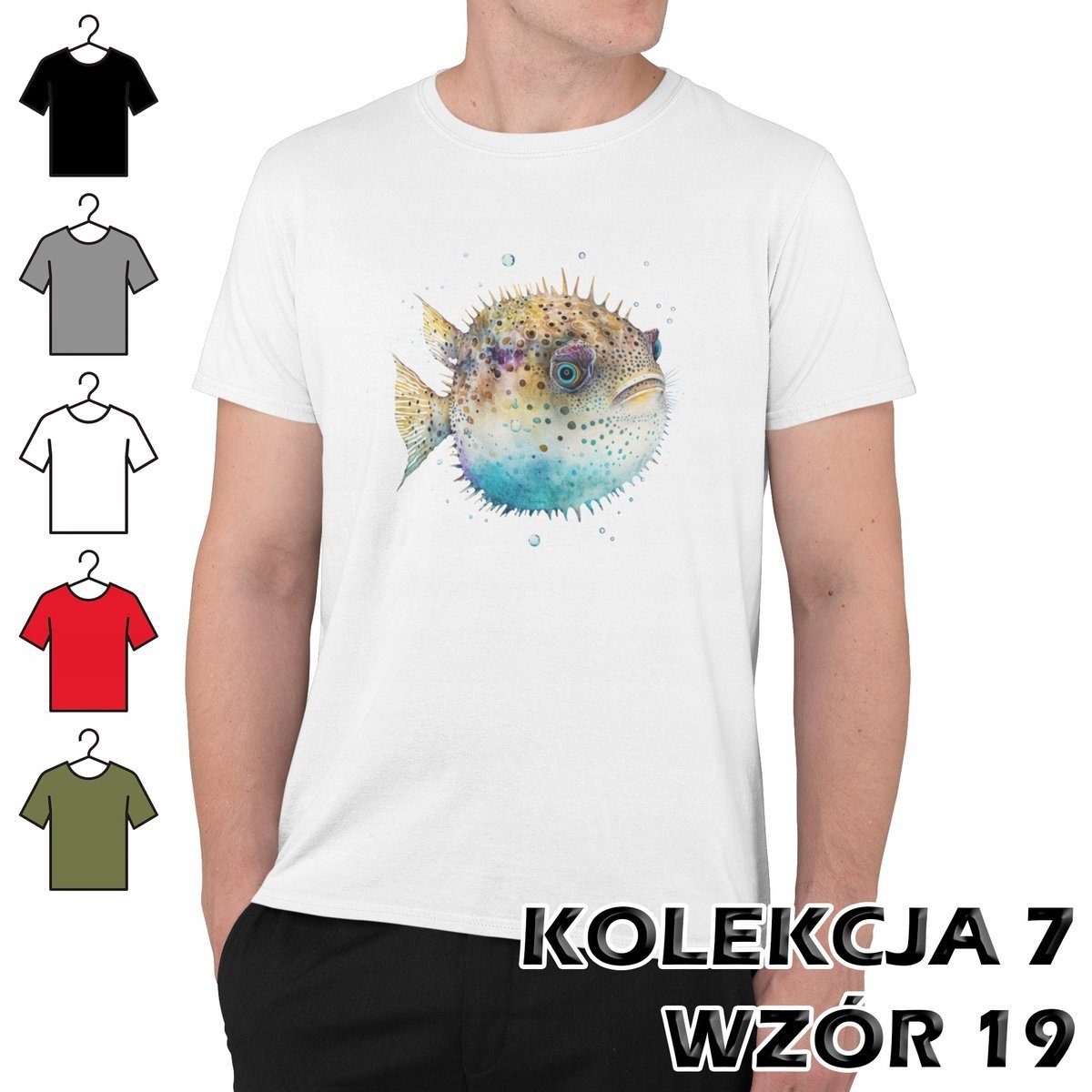 T-SHIRT KOSZULKA MĘSKA MORSKIE ZWIERZĘTA ROZDYMKA OŚMIORNICA RAFA M