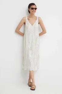Calvin Klein sukienka kolor beżowy midi prosta K20K206685 - Sukienki - miniaturka - grafika 1