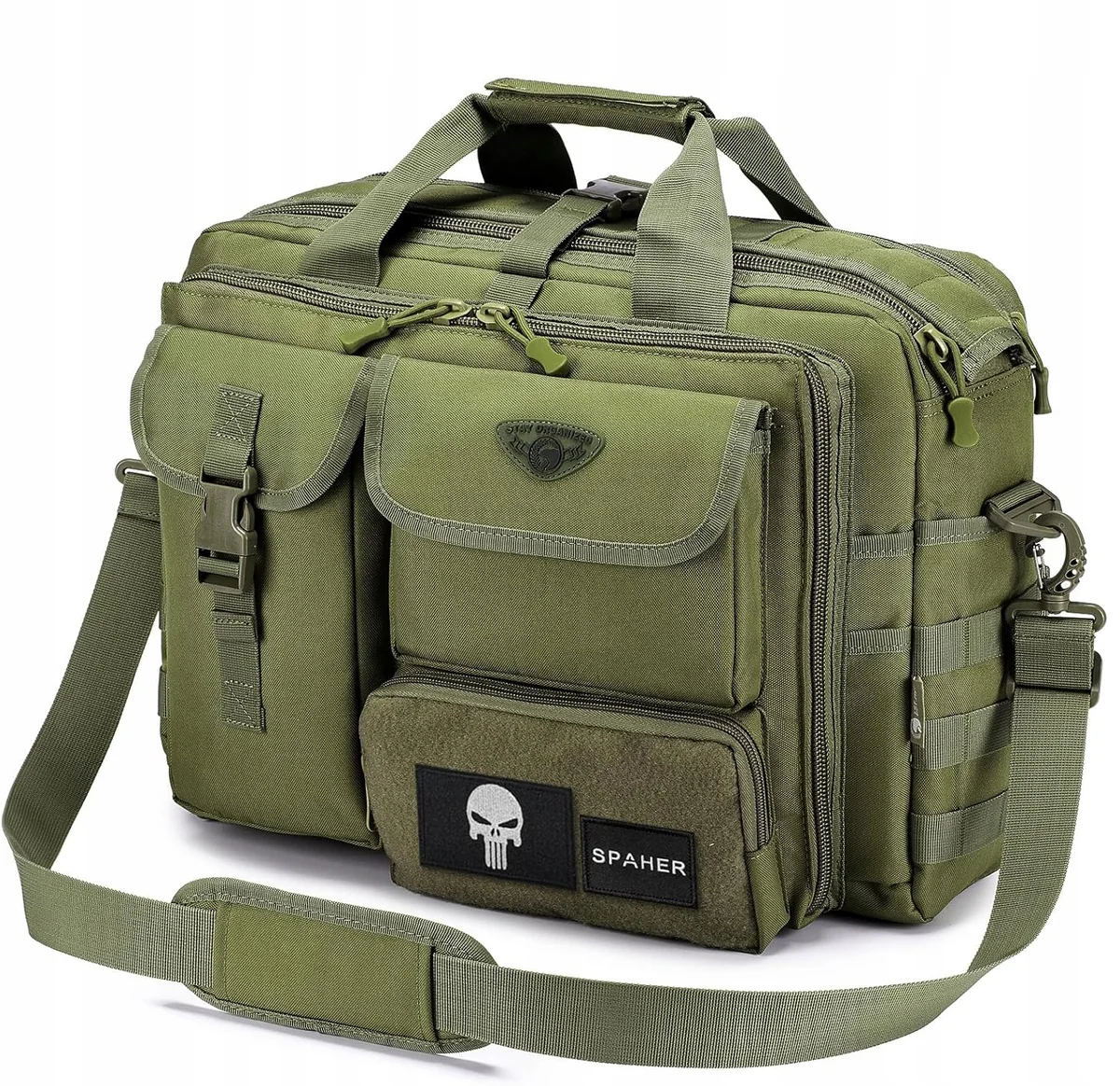 TORBA MĘSKA NA LAPTOPA 17,3 cal TECZKA BIZNESOWA TAKTYCZNA WOJSKOWA ZIELONA